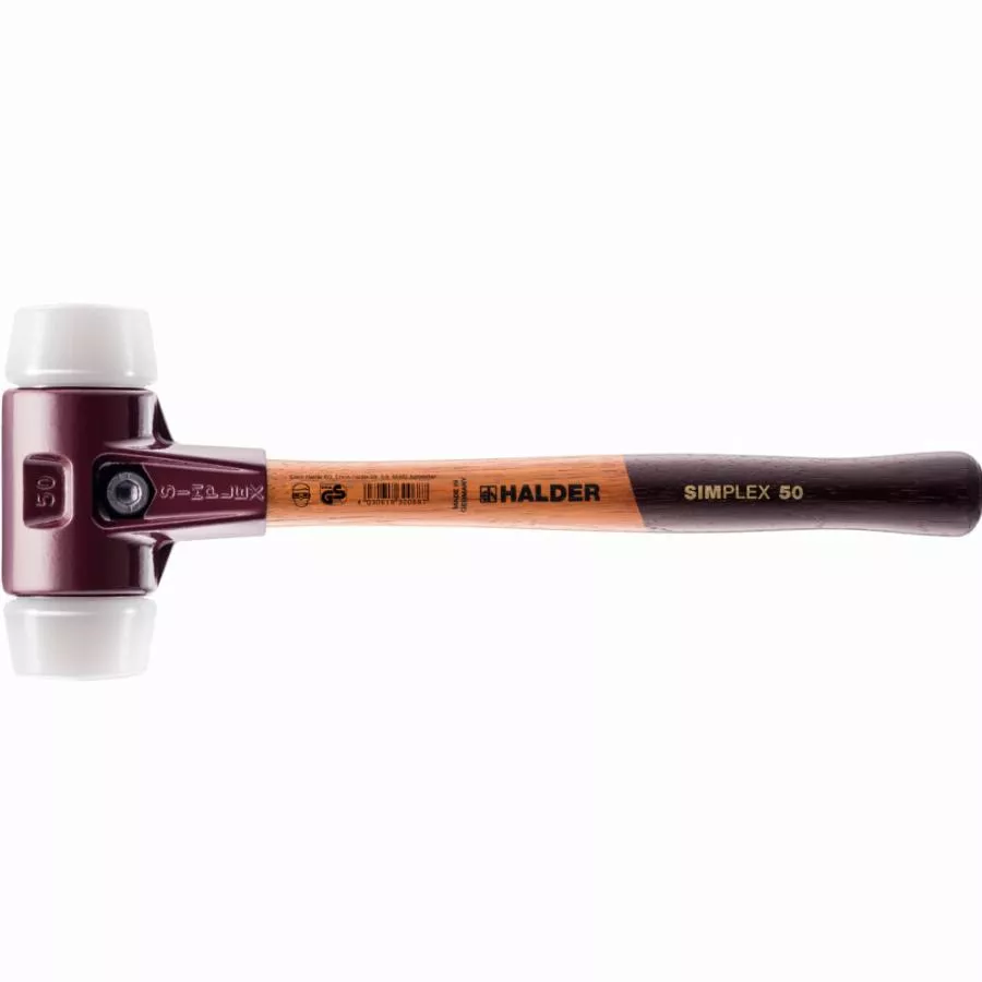 Maillet HALDER SIMPLEX Superplastique Avec Boîtier En Fonte Malléable Et Manche En Bois - D=50 Mm - 3007.050