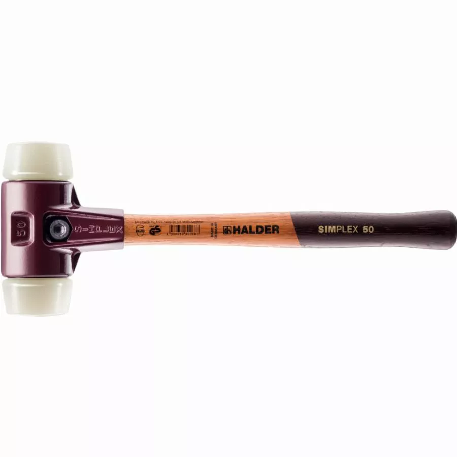 Maillet HALDER SIMPLEX Nylon Avec Boîtier En Fonte Malléable Et Manche En Bois - D=50 Mm - 3008.050