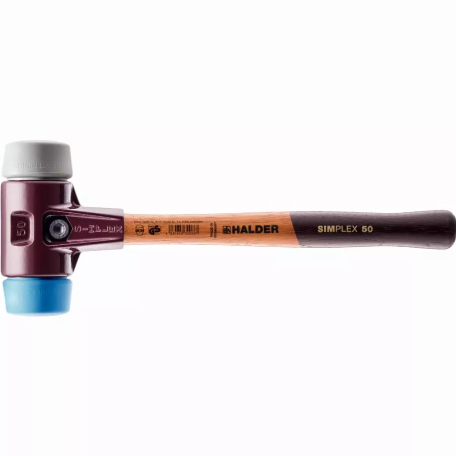 Maillet HALDER SIMPLEX TPE Souple / Caoutchouc Chargé Avec Boîtier En Fonte Malléable Et Manche En Bois - D=80 Mm - 3013.080