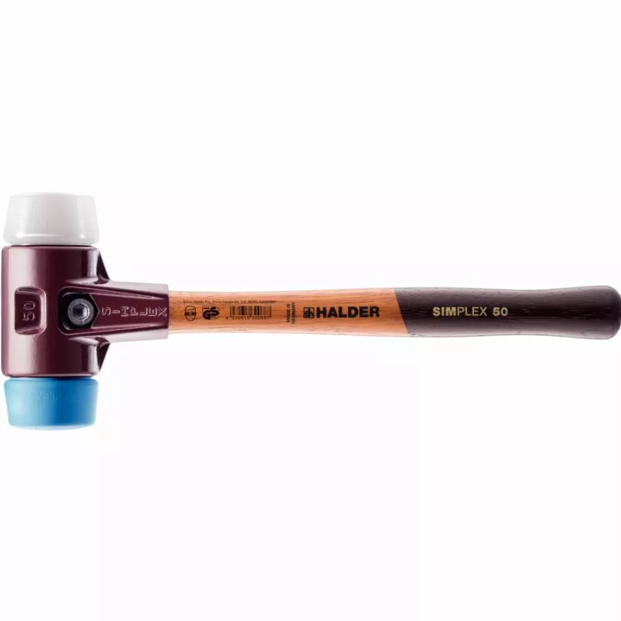 Maillet HALDER SIMPLEX TPE Souple/ Superplastique Avec Boîtier En Fonte Malléable Et Manche En Bois De Haute Qualité - D=40 Mm - 3017.040