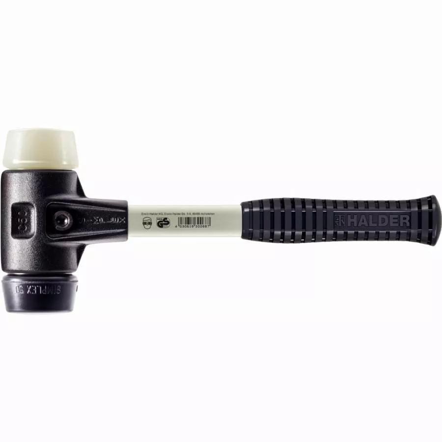 Maillet HALDER SIMPLEX Caoutchouc Chargé / Nylon Avec Boîtier En Fonte Malléable Renforcée Et Manche En Fibre De Verre - D=60 Mm - 3728.060