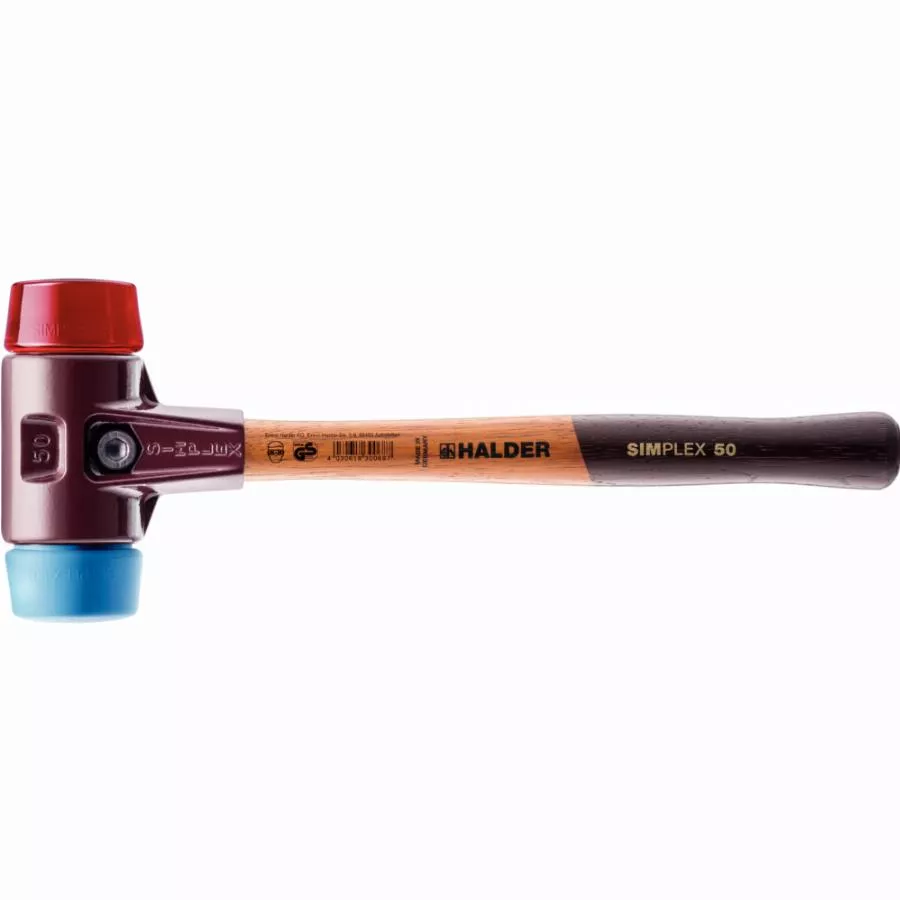 Maillet HALDER SIMPLEX TPE Souple / Plastique Avec Boîtier En Fonte Malléable Et Manche En Bois - D=60 Mm - 3016.060