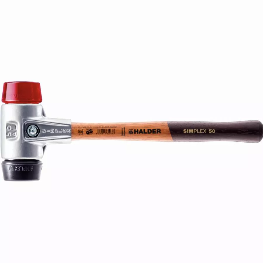 Maillet HALDER SIMPLEX Caoutchouc Chargé / Plastique Avec Boîtier En Aluminium Et Manche En Bois - D=40 Mm - 3126.040