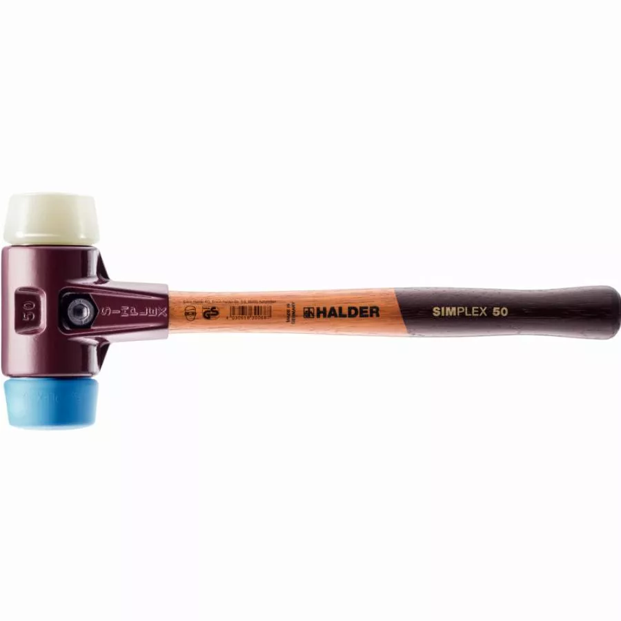 Maillet HALDER SIMPLEX TPE Souple / Nylon Avec Boîtier En Fonte Malléable Et Manche En Bois - D=60 Mm - 3018.060